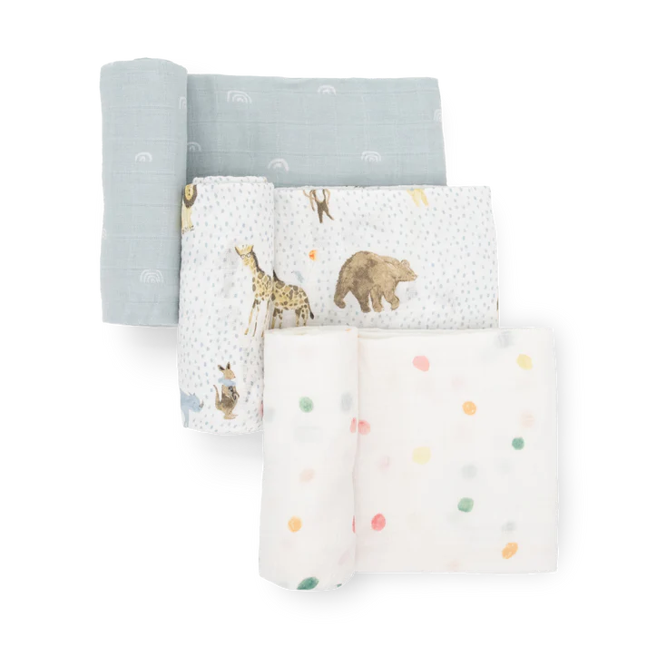 Little Unicorn Cotton Muslin Swaddle Set (Party Animals)