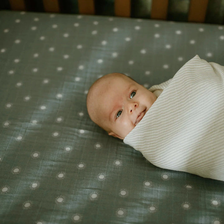 Organic cotton muslin crib sheet sale