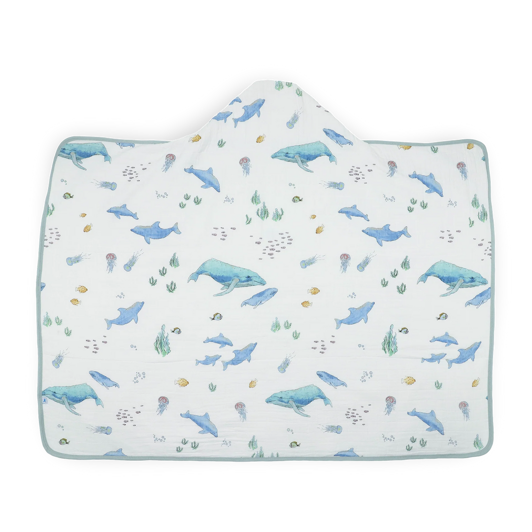 Little Unicorn Toddler Hooded Towel (Whales)