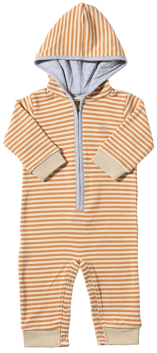 Me & Henry Blaine Hooded Romper (Orange/Beige Cosy)