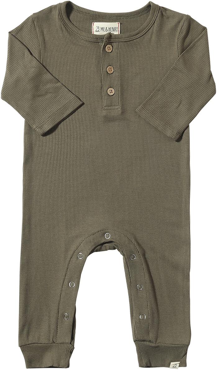 Me & Henry Mason Rib Romper (Green)