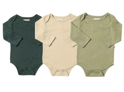 Me & Henry Tellico Onesies 3-Pack (Tan/Green/Sage)