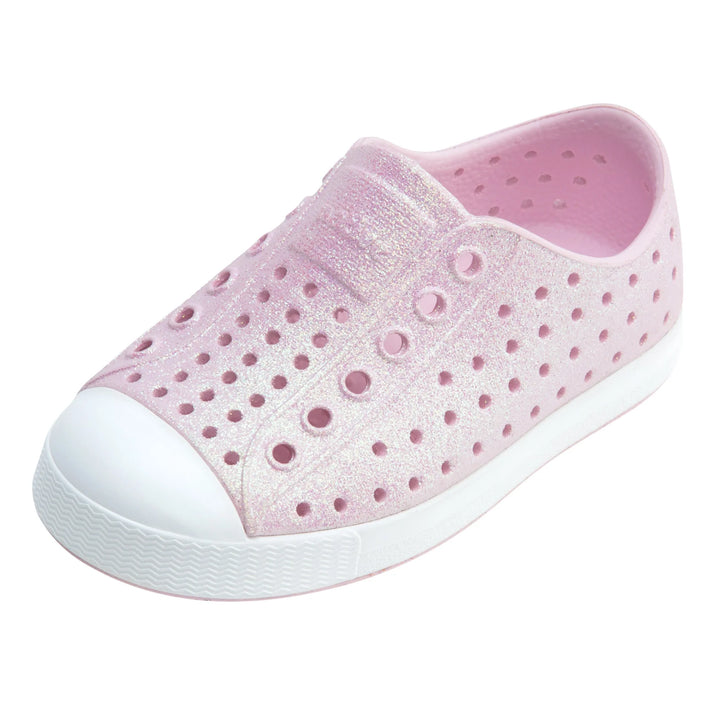 Native Jefferson Bio-Bling Kids (Barely Pink Bling/Shell White)