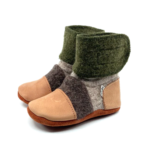 Nooks Design Felted Wool Booties (Olive)