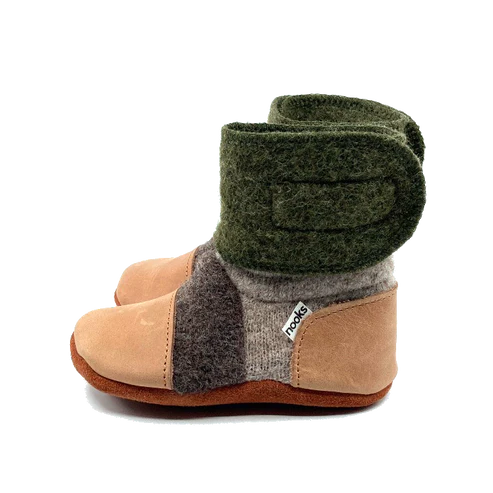 Nooks Design Felted Wool Booties (Olive)