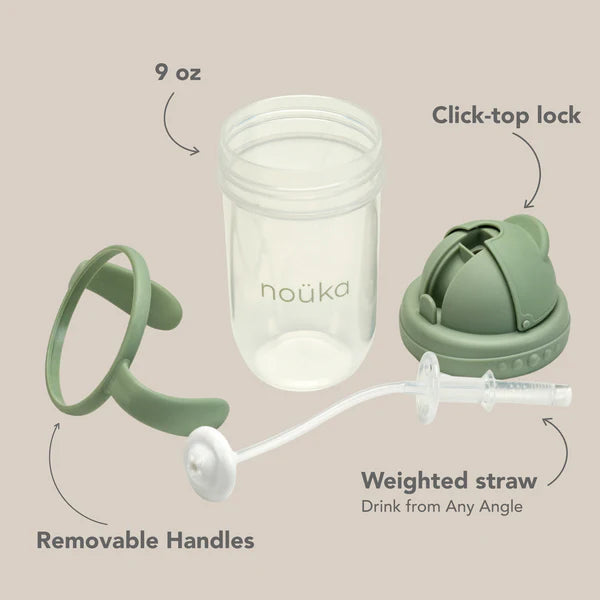 noüka Non-Spill Weighted Straw Cup 9oz (Moss)