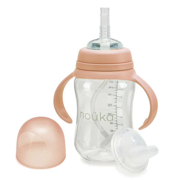 noüka Transitional Sippy/Weighted Straw Cup (Soft Blush)