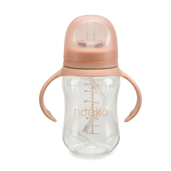 noüka Transitional Sippy/Weighted Straw Cup (Soft Blush)