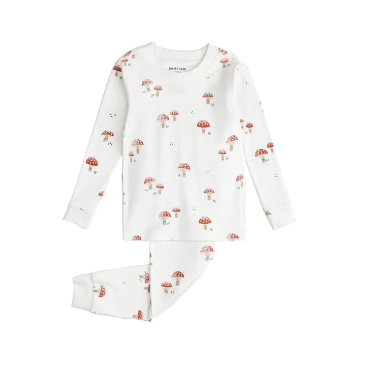 Petit Lem 16Q02 PJ Set (Mushroom on Off-White)