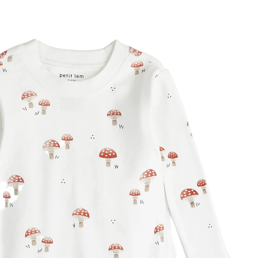 Petit Lem 16Q02 PJ Set (Mushroom on Off-White)