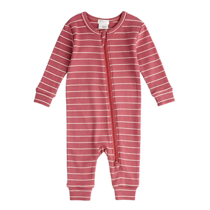 Petit Lem 24Q02 Modal Ribbed Sleeper (Raspberry Striped)