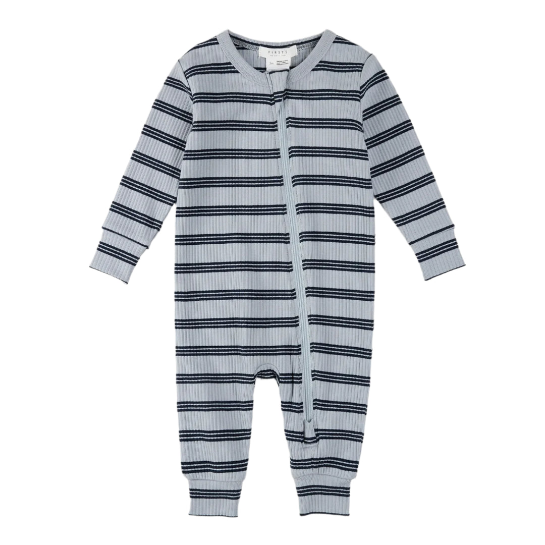 Petit Lem 31Q03 Modal Ribbed Sleeper (Blue Multi-Stripe)