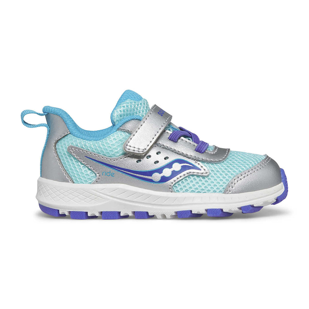 Saucony Kid's Ride 10 Jr. Sneaker (Silver/Turquoise)