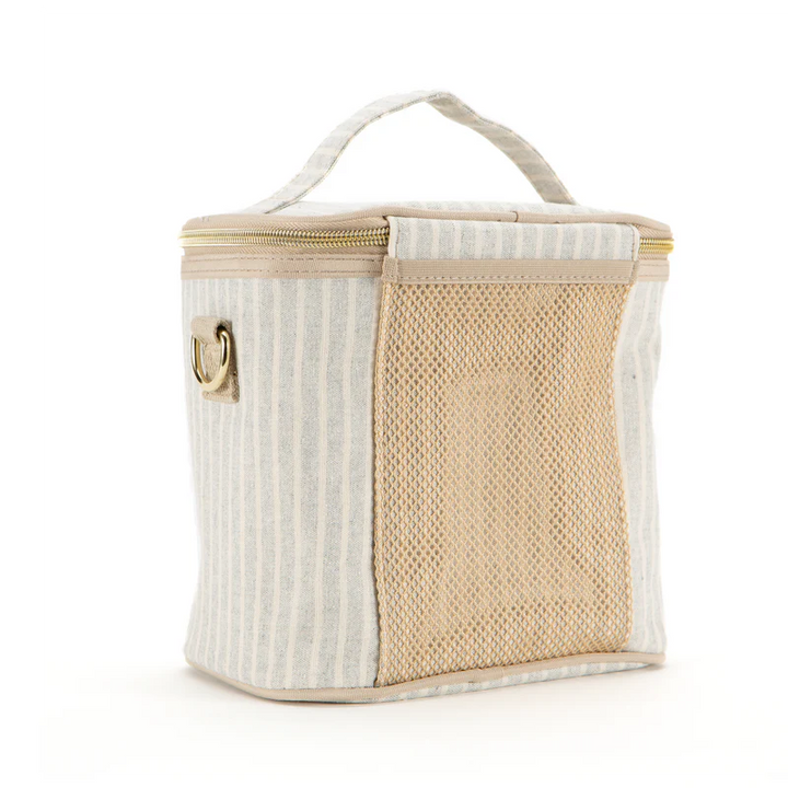 So Young Linen Lunch Petite Poche (Sand & Stone Beach Stripe)