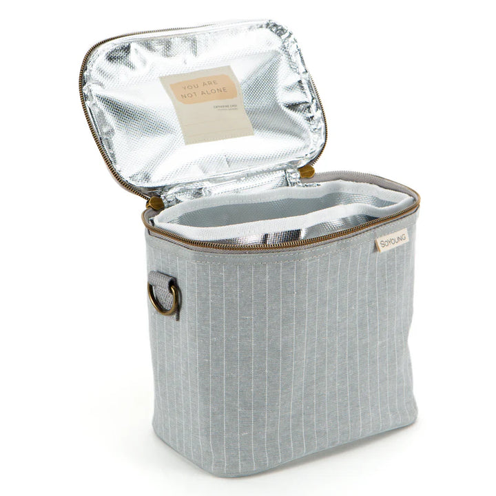 So Young Linen Lunch Poche (Pinstripe Heather Grey)