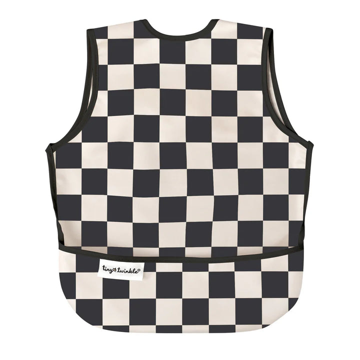 Tiny Twinkle Mess-Proof Apron Bib (Black Checkers)