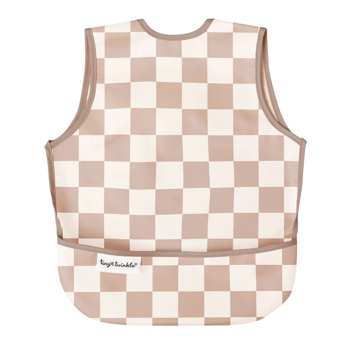 Tiny Twinkle Mess-Proof Apron Bib (Brown Checkers)