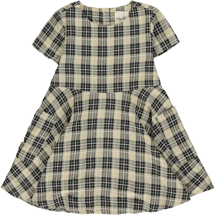 Vignette Debbie Dress (Charcoal Plaid)