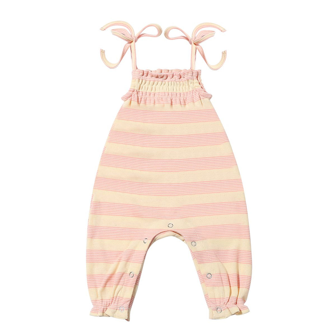 Vignette Victoria Romper (Light Pink Stripe Rib)