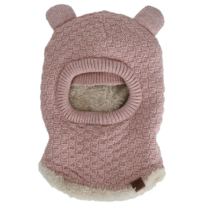 Calikids W2403 Soft Touch Knit Pom-Pom Balaclava (Beige)