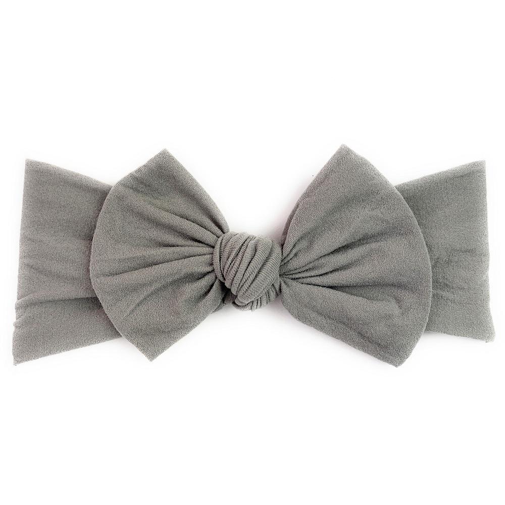 Baby Wisp Nylon Bow Headband (Grey)-Apparel-Baby Wisp-026141 GY-babyandme.ca