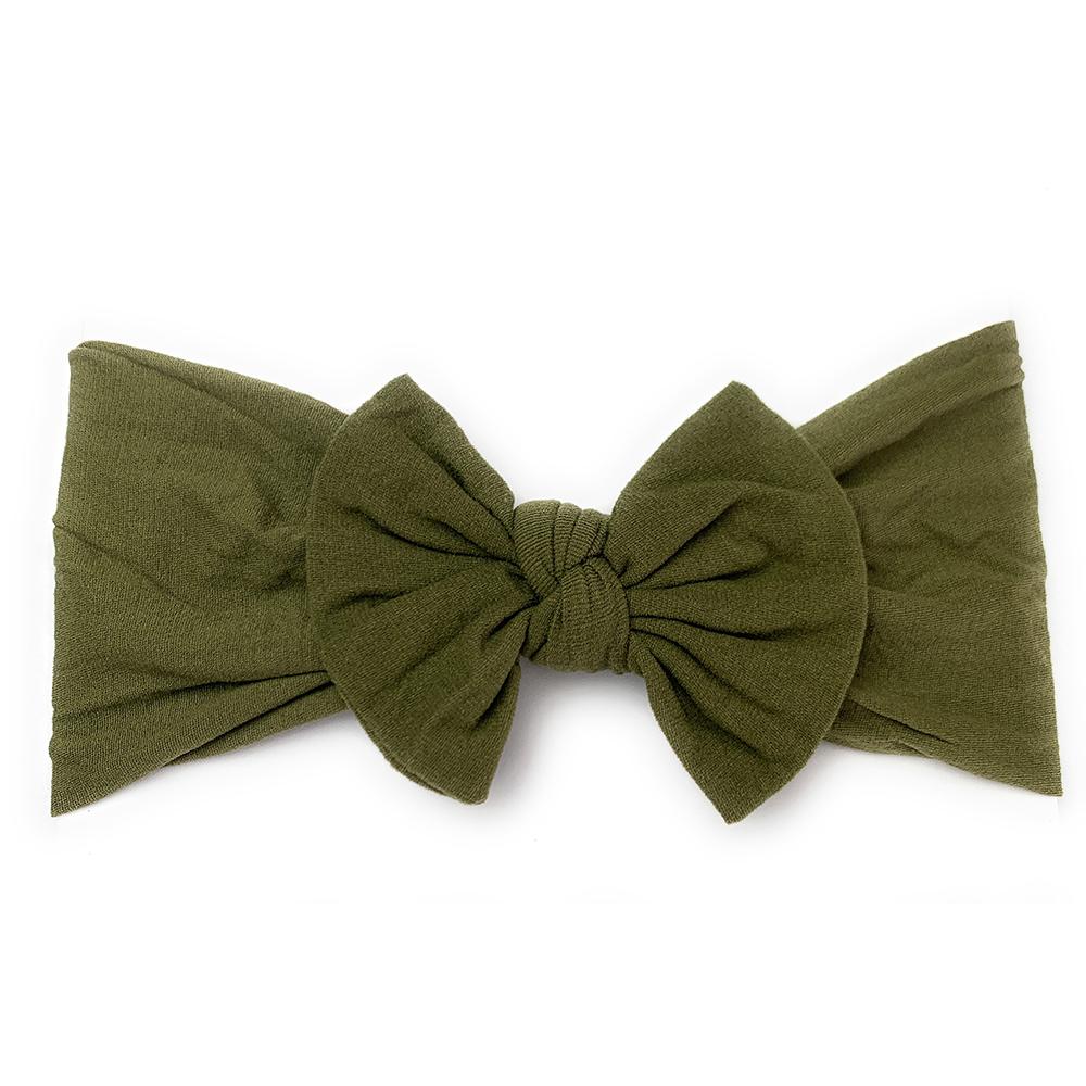 Baby Wisp Nylon Bow Headband (Moss)-Apparel-Baby Wisp-026141 MO-babyandme.ca