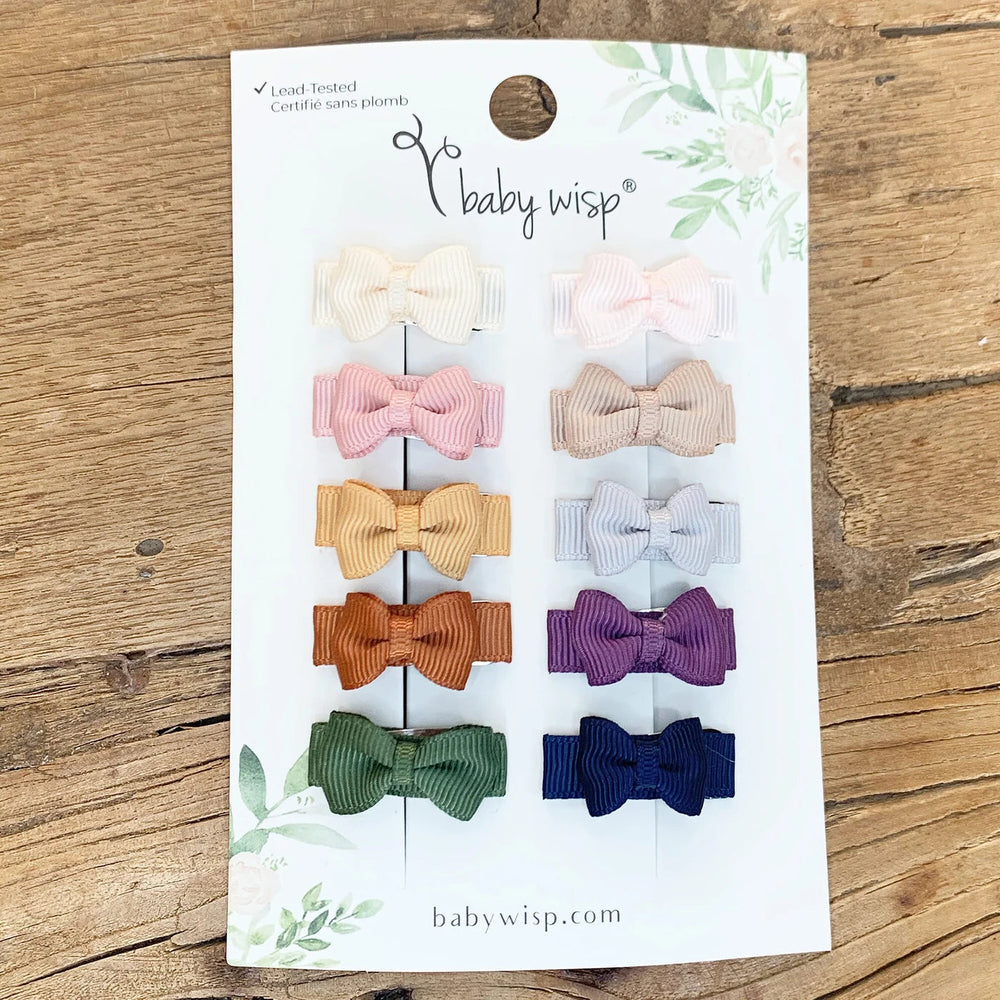 Baby Wisp Tuxedo Bow Snap Clips 10-Pack (SoCal Bloom)-Apparel-Baby Wisp-031593 SB-babyandme.ca