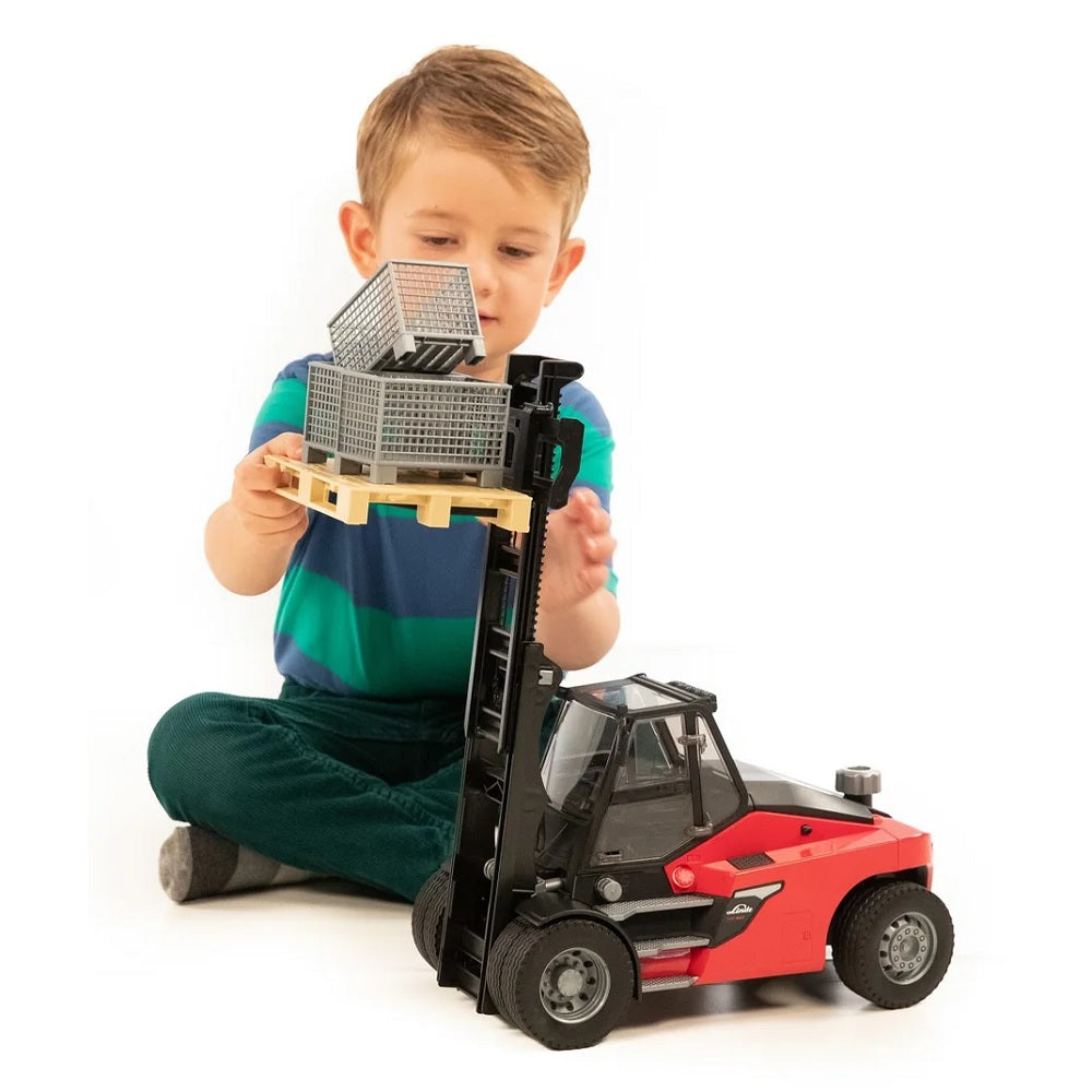 Bruder Linde HT160D Stacker with Pallet & 3 Pallet Cages-Toys & Learning-Bruder-031893-babyandme.ca