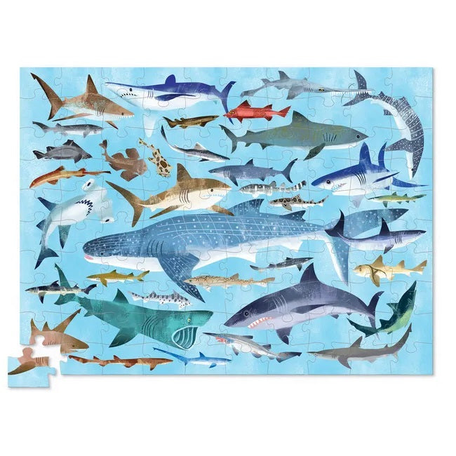 Crocodile Creek 100-Piece Puzzle (Thirty Six Sharks)-Toys & Learning-Crocodile Creek-024024 SH-babyandme.ca