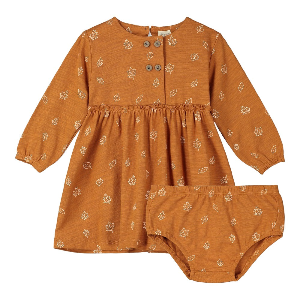 Ettie + H Mirren Jersey Dress (Pumpkin Leaves)-Apparel-ettie + h--babyandme.ca