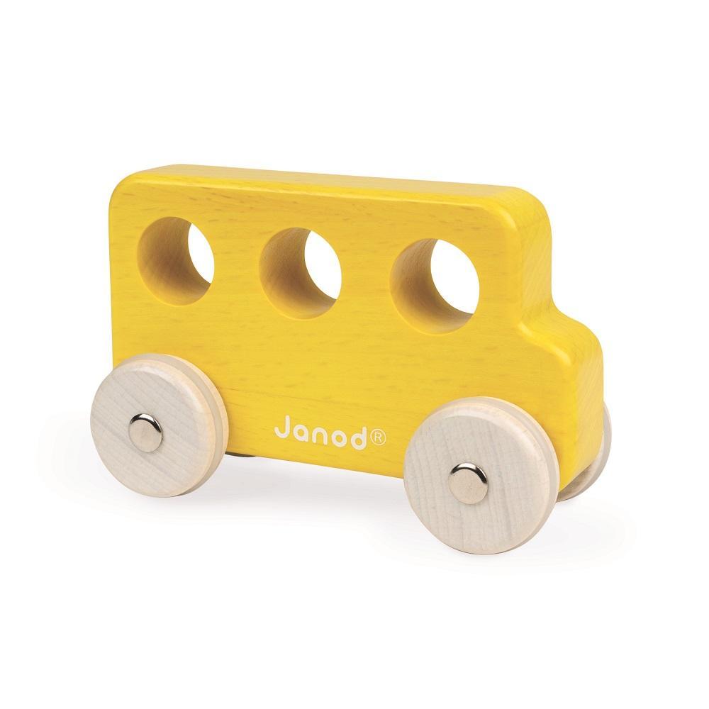 Janod Sweet Cocoon Push Along Vehicle (Yellow Bus)-Toys & Learning-Janod-028627 YB-babyandme.ca