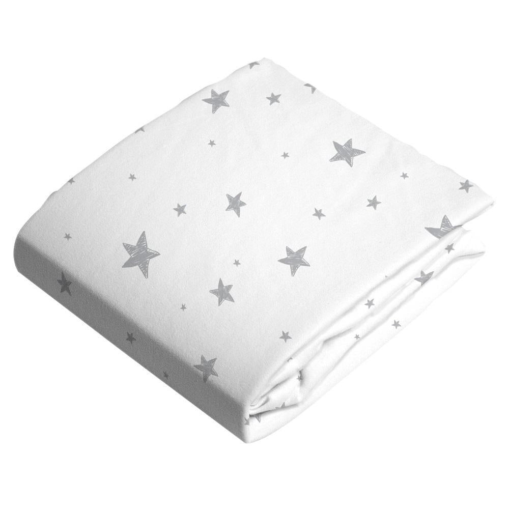 Kushies Flannel Fitted Change Pad Cover-Bath-Kushies-Scribble Stars Grey-025118 GS-babyandme.ca