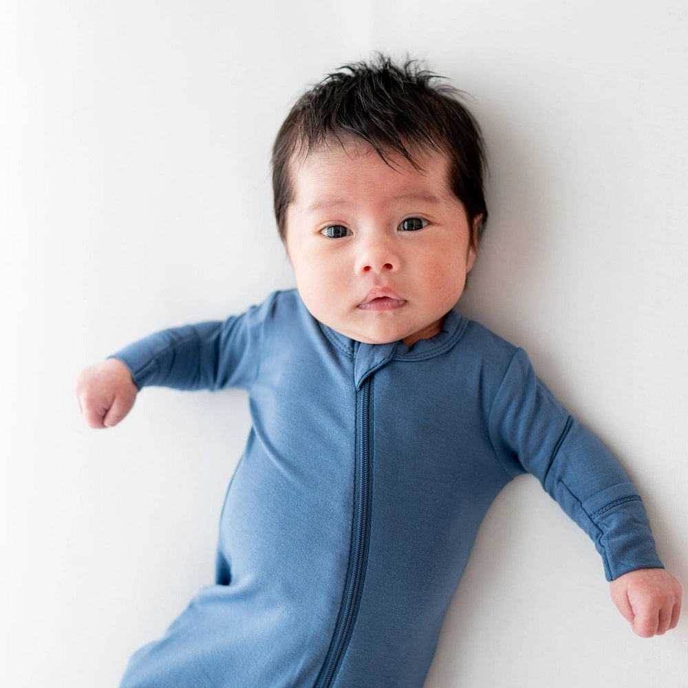 Kyte Baby Long Sleeve Zippered Romper (Slate)-Apparel-Kyte Baby--babyandme.ca