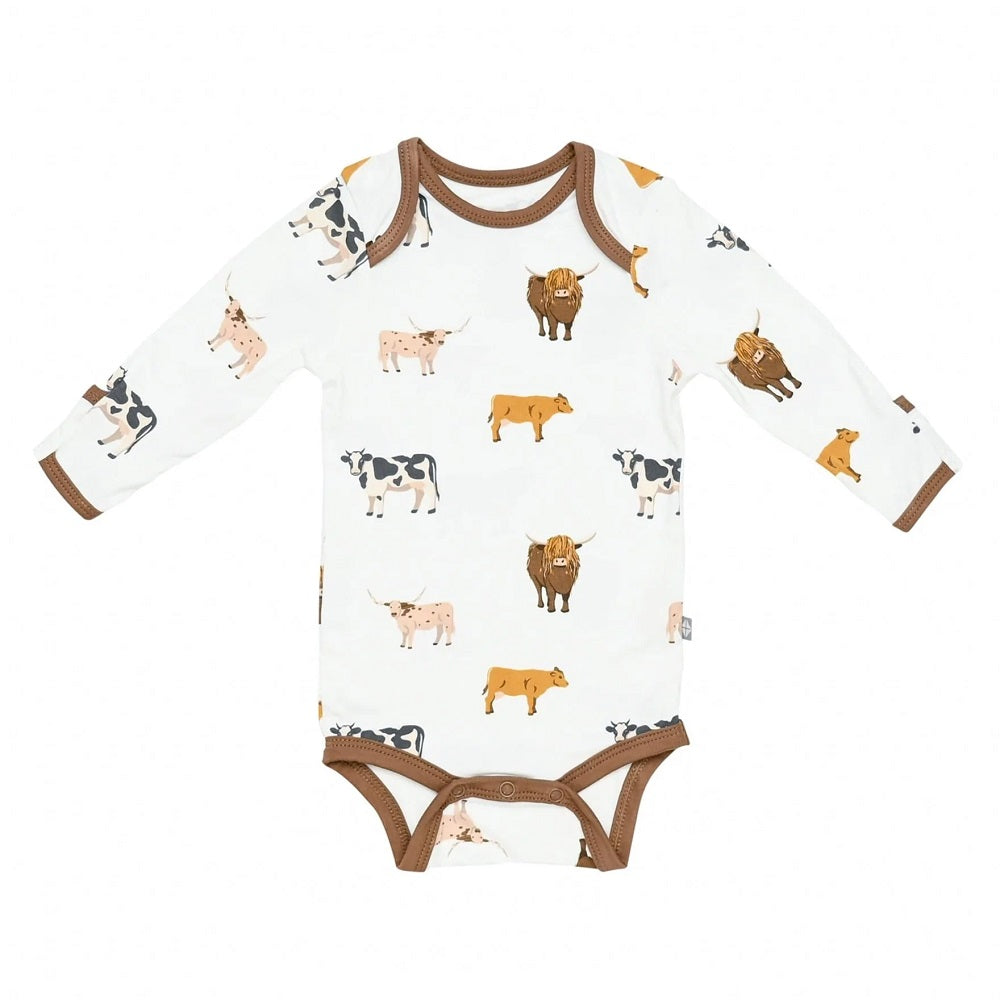 Kyte Baby Printed Long Sleeve Bodysuit (Moo)-Apparel-Kyte Baby--babyandme.ca