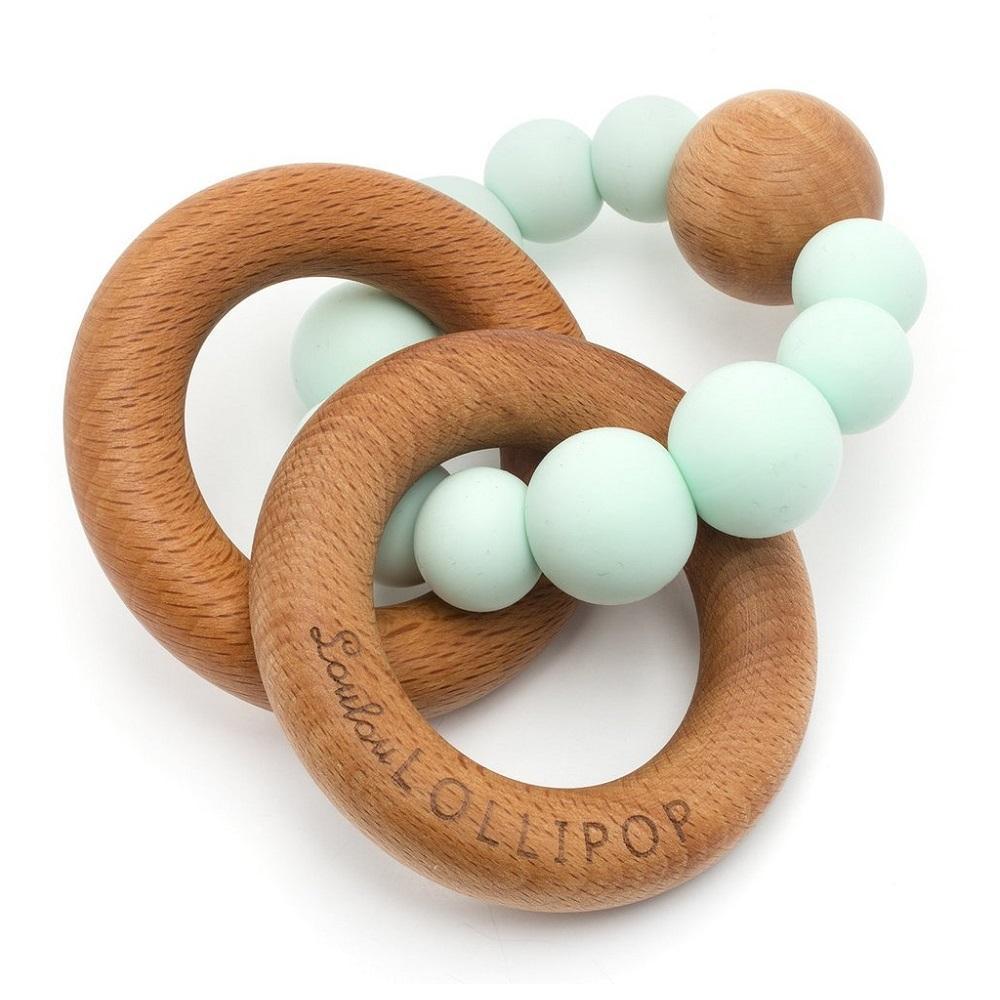 LouLou LOLLIPOP Bubble Silicone & Wood Teether (Mint)-Health-LouLou LOLLIPOP-026906 MT-babyandme.ca