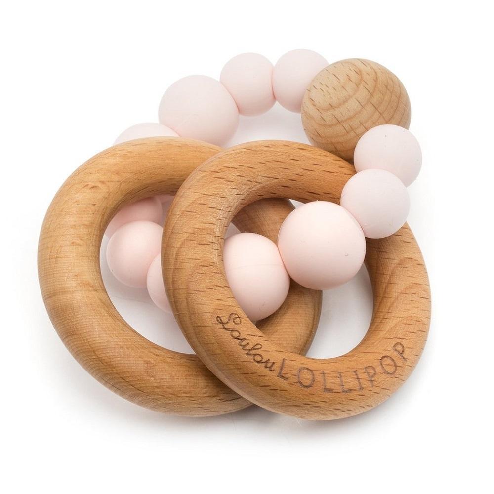 LouLou LOLLIPOP Bubble Silicone & Wood Teether (Pink Quartz)-Health-LouLou LOLLIPOP-026906 PQ-babyandme.ca