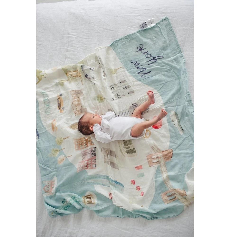 LouLou LOLLIPOP Muslin Single Swaddle (New York)-Nursery-LouLou LOLLIPOP-027709 NY-babyandme.ca