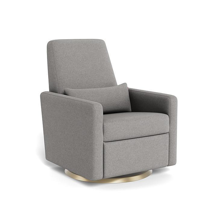 Monte Grano Swivel Glider Recliner (Gold Base) SPECIAL ORDER-Nursery-Monte Design-Premium Wool: Light Grey Italian Wool-011163 GD LG-babyandme.ca