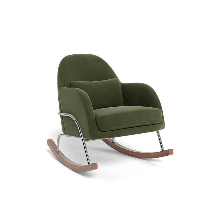 Monte Jackie Rocker (Chrome Frame) SPECIAL ORDER-Nursery-Monte Design-Performance Velvet: Moss Green Velvet-026057 CM MV-babyandme.ca