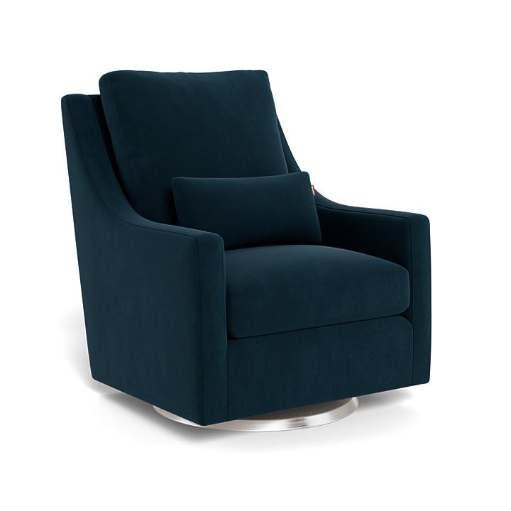 Monte Vera Swivel Glider (Stainless Steel Base) SPECIAL ORDER-Nursery-Monte Design-Performance Velvet: Navy Velvet-025685 SS NV-babyandme.ca