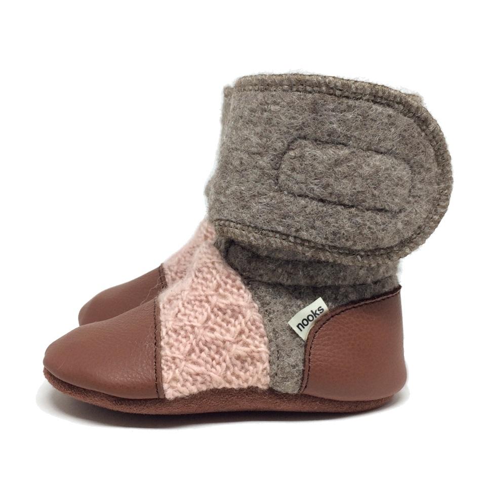 Nooks Design Felted Wool Booties (Desert Rose)-Apparel-Nooks Design--babyandme.ca