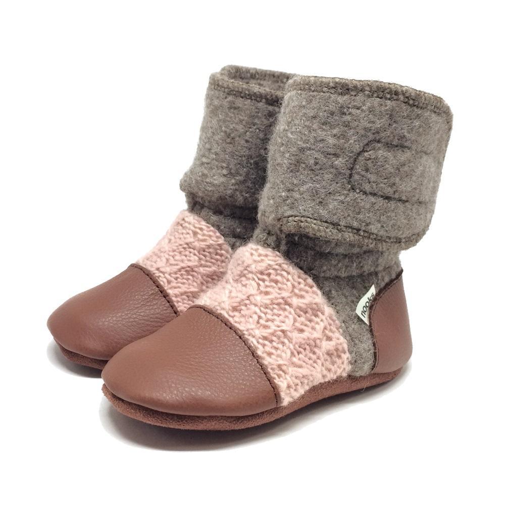 Nooks Design Felted Wool Booties (Desert Rose)-Apparel-Nooks Design--babyandme.ca