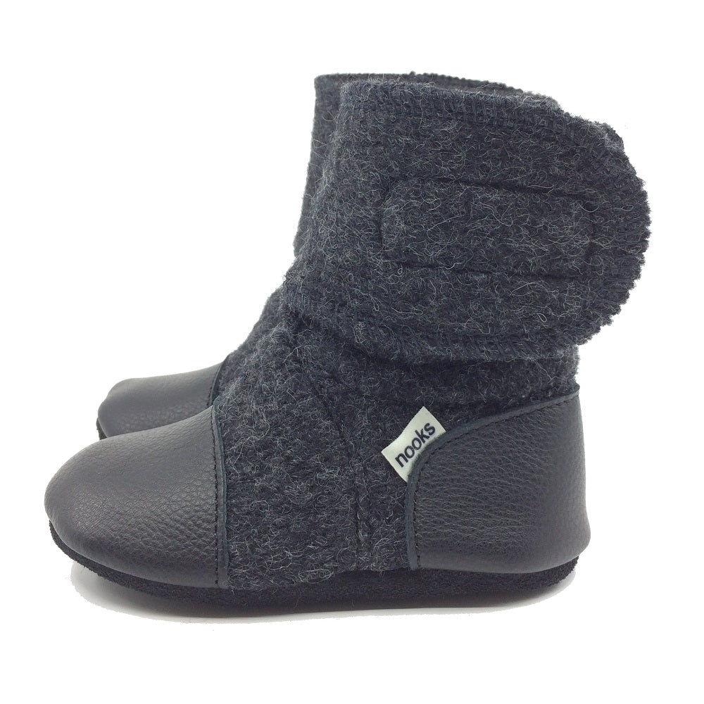 Nooks Design Felted Wool Booties (Midnight)-Apparel-Nooks Design--babyandme.ca