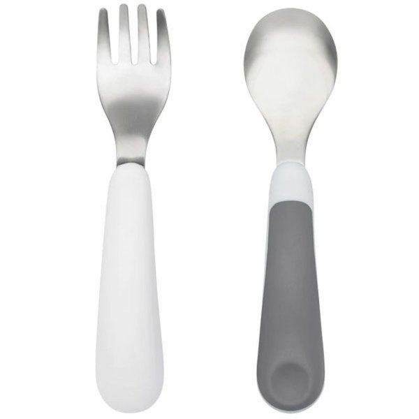 Oxo Tot Fork & Spoon Set Gray-Feeding-OXO Tot-004586 GY-babyandme.ca