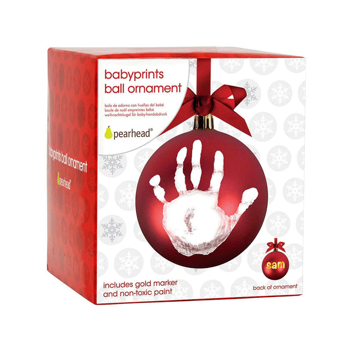 Pearhead Babyprints Ball Ornament (Red)-Nursery-Pearhead-025497 RB-babyandme.ca