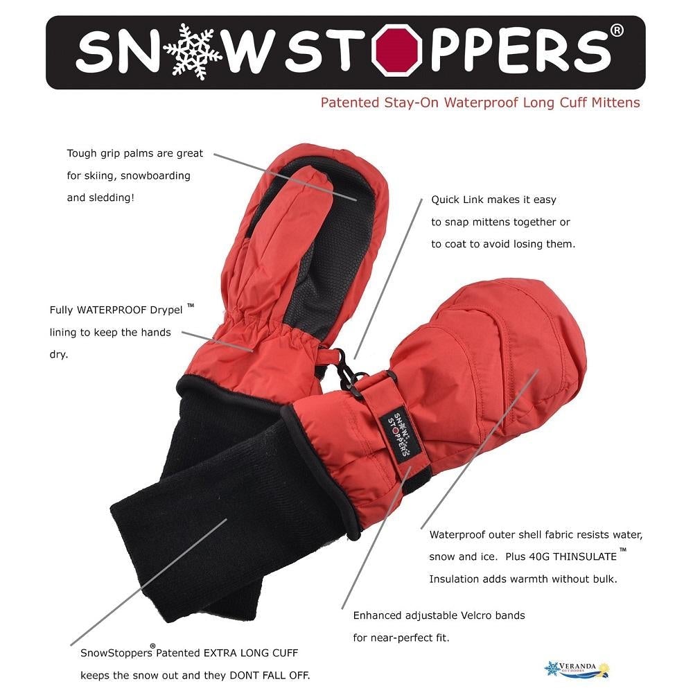 SnowStoppers Original Extended Cuff Mittens (Black)-Apparel-SnowStoppers--babyandme.ca