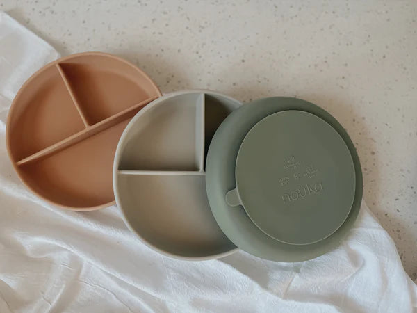 noüka Divided Suction Plate (Leaf)-Feeding-noüka-031725 LF-babyandme.ca